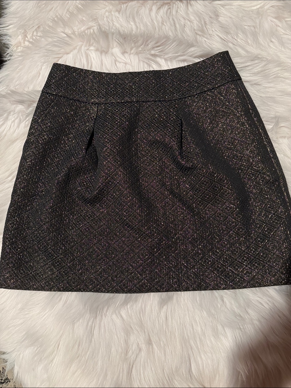 LOFT Black Glitter Diamond-Texture Mini Skirt